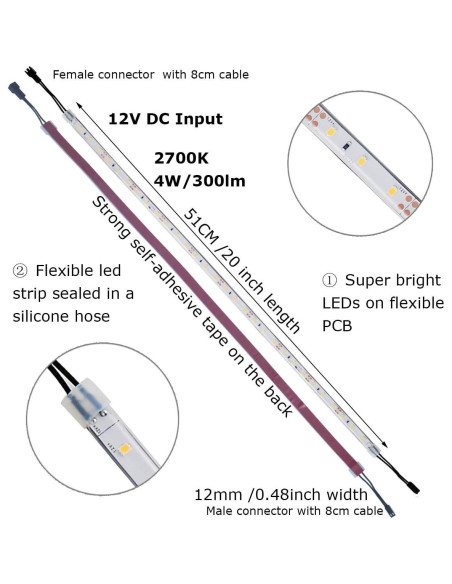 Kit de Iluminación Bajo Gabinete Litever 6 Tiras LED 50 cm 24W