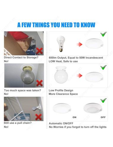 Luz de Techo LED con Sensor de Movimiento GUARANTLED 10W 3000K