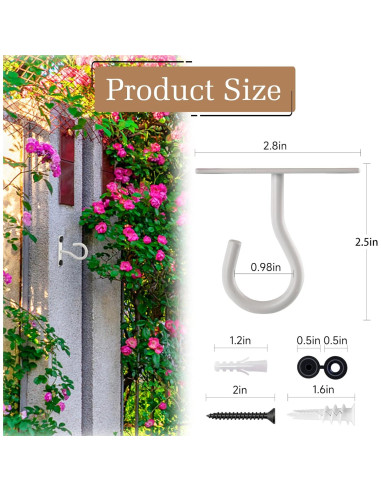 Ganchos de Techo AnDock 2Pack 2.5" para Plantas - Blanco