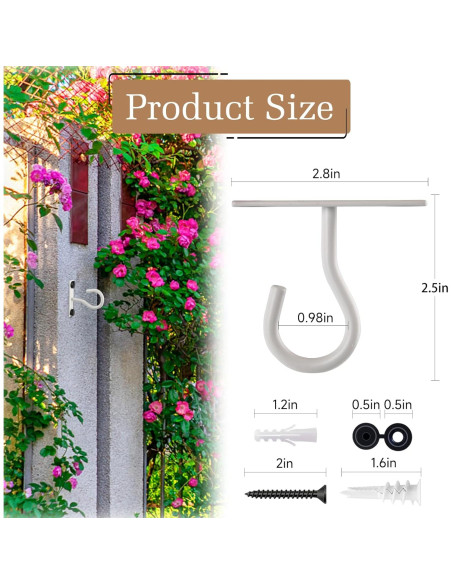 Ganchos de Techo AnDock 2Pack 2.5" para Plantas - Blanco