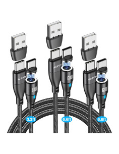 Cable de Carga Magnético USB C Aripps 3-Pack 1m/2m Carga Rápida 60W