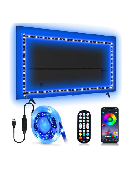 Tira de luz LED RGB 4.0m TYVORT con control remoto y Bluetooth