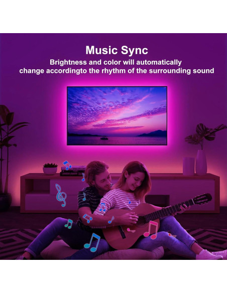 Tira de luz LED RGB 4.0m TYVORT con control remoto y Bluetooth