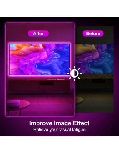 Tira de luz LED RGB 4.0m TYVORT con control remoto y Bluetooth