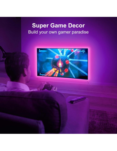 Tira de luz LED RGB 4.0m TYVORT con control remoto y Bluetooth