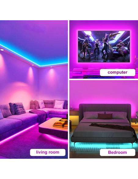 Tira de luz LED RGB 4.0m TYVORT con control remoto y Bluetooth