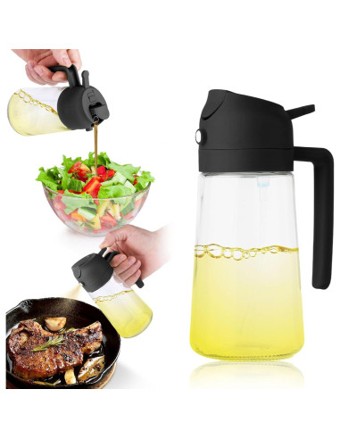 Rociador de Aceite 2 en 1 Widgetgogo 470ml Vidrio Negro