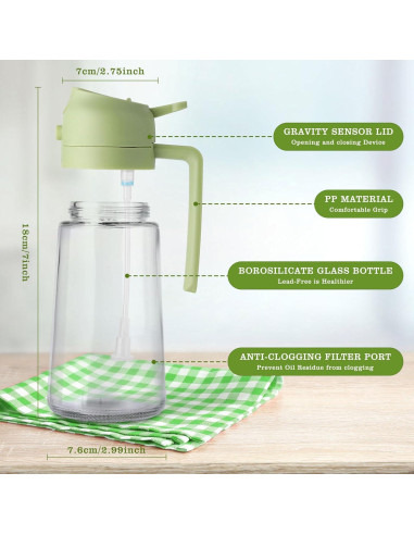 Rociador de Aceite 2 en 1 Widgetgogo 470ml Vidrio Negro