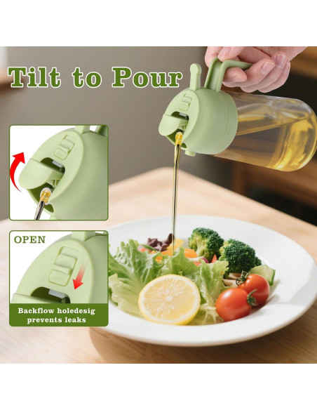 Rociador de Aceite 2 en 1 Widgetgogo 470ml Vidrio Negro