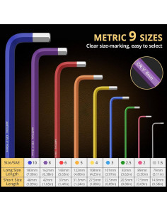 Juego de Llaves Allen AMTOVL 9PCS Métricas 1.5-10MM Antideslizante 2