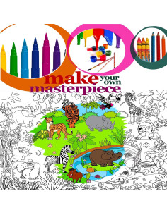 Póster Gigante para Colorear ALEX Art - Animales de la Jungla 98x68 cm 2