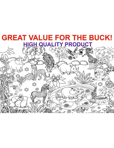Póster Gigante para Colorear ALEX Art - Animales de la Jungla 98x68 cm