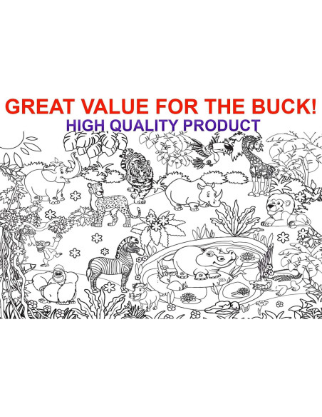 Póster Gigante para Colorear ALEX Art - Animales de la Jungla 98x68 cm