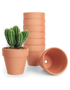Macetas de Arcilla Terracota 10.16 cm - Paquete de 24 con Drenaje
