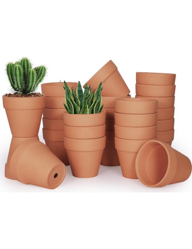 Macetas de Arcilla Terracota 10.16 cm - Paquete de 24 con Drenaje