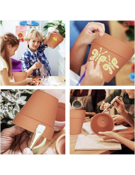 Macetas de Arcilla Terracota 10.16 cm - Paquete de 24 con Drenaje