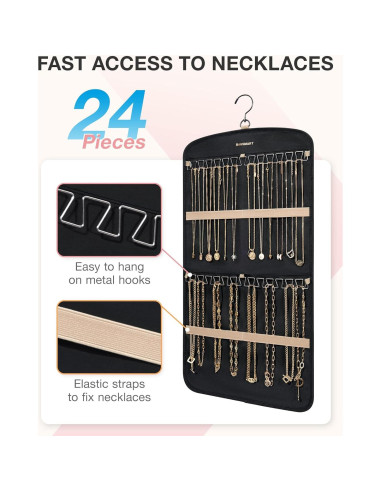 Organizador de Joyería Colgante BAGSMART Negro 29 Bolsillos