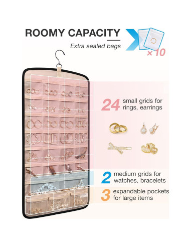 Organizador de Joyería Colgante BAGSMART Negro 29 Bolsillos
