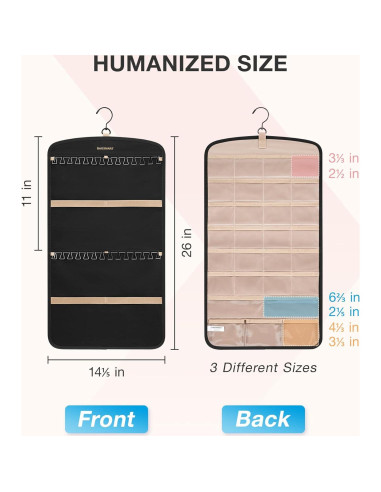 Organizador de Joyería Colgante BAGSMART Negro 29 Bolsillos