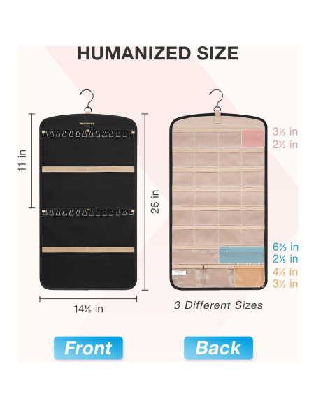 Organizador de Joyería Colgante BAGSMART Negro 29 Bolsillos