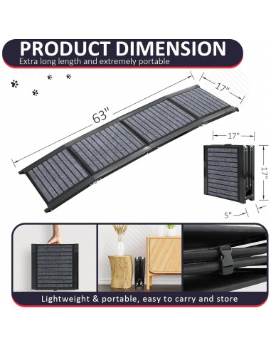 Rampa Plegable para Perros PENSUN 157.5x43.2cm Antideslizante