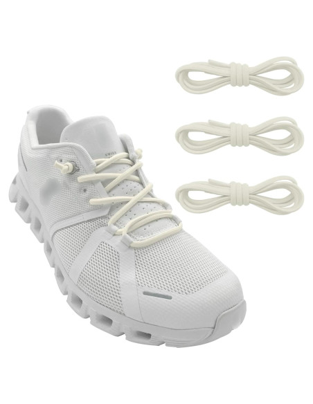 3 Pares de Cordones Elásticos Beige para Zapatillas de Correr