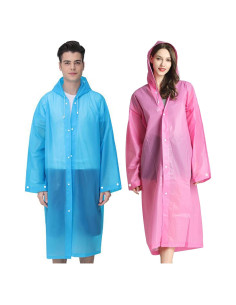 Ponchos de Lluvia Cosowe Reutilizables 2 Piezas Azul y Rosa
