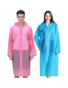 Ponchos de Lluvia Cosowe Reutilizables 2 Piezas Azul y Rosa 2
