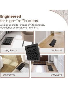 Rejilla de Piso 4x10 Greater Grates - Acero Resistente Negro Floral 2