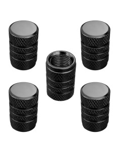5 Tapones de Válvula de Neumático Ohleats Aluminio Negro