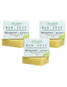 Jabón Natural Renew Bergamota y Jengibre - 3 Barras 127g