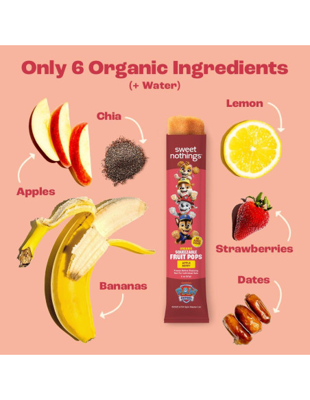 Paletas de Fruta Orgánica Dulces Nadas Manzana Baya 24 Unidades