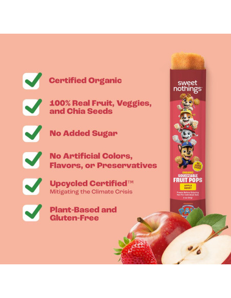 Paletas de Fruta Orgánica Dulces Nadas Manzana Baya 24 Unidades