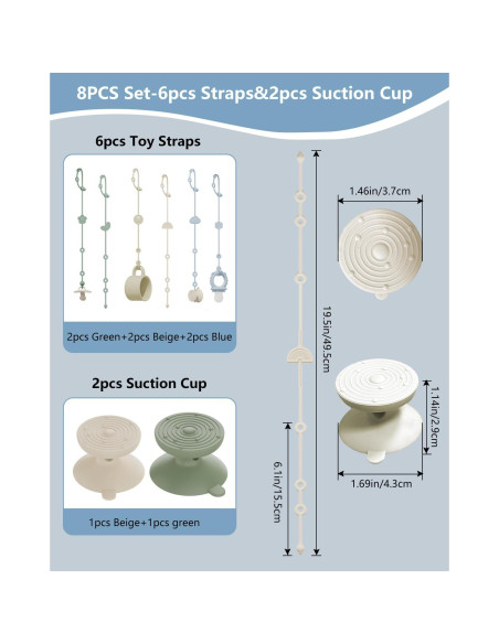 6 Correas de Silicona para Juguetes Bebés con Ventosas