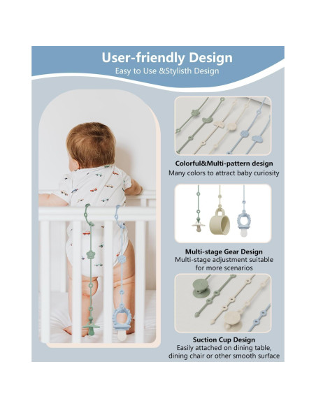 6 Correas de Silicona para Juguetes Bebés con Ventosas