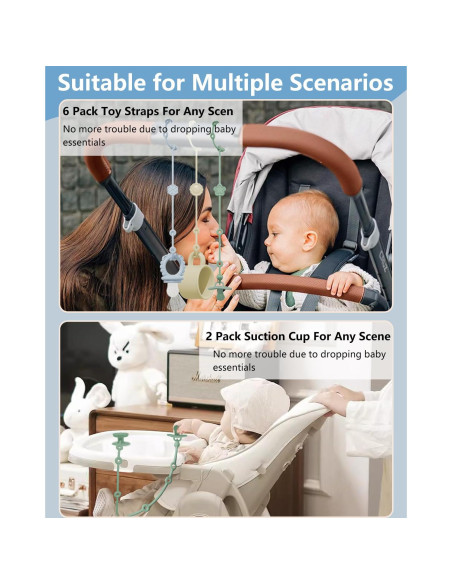 6 Correas de Silicona para Juguetes Bebés con Ventosas
