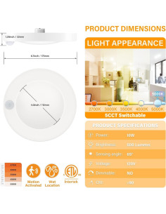 Luz de Techo LED JULLISON 4" con Sensor de Movimiento 10W 2