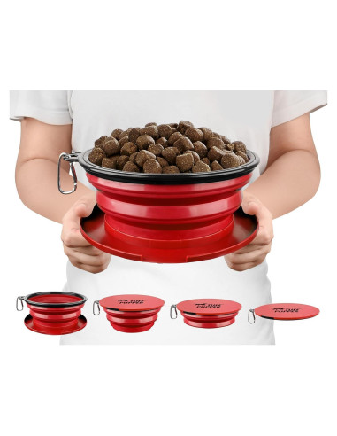 Cuenco Colapsable para Perros Tuff Pupper Rojo 1.18L