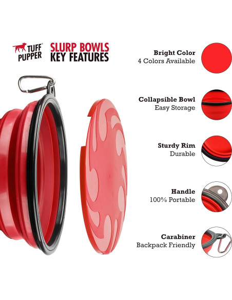 Cuenco Colapsable para Perros Tuff Pupper Rojo 1.18L