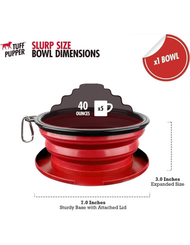 Cuenco Colapsable para Perros Tuff Pupper Rojo 1.18L