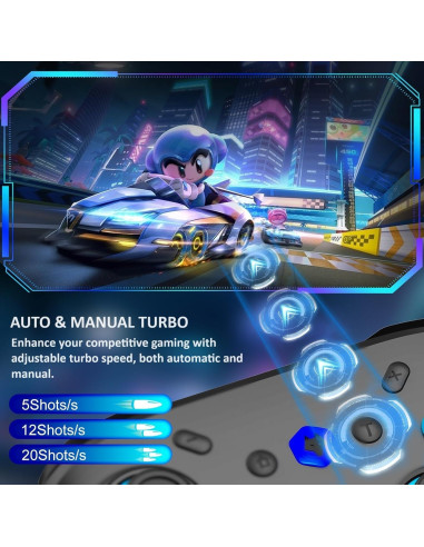 Controlador Inalámbrico NBCP para Nintendo Switch - Negro, Doble Vibración, NFC