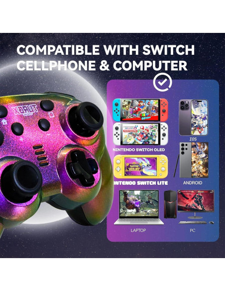 Controlador Inalámbrico Mini TurbX Prism Shift - Bluetooth para Nintendo Switch, iPhone, Android y PC