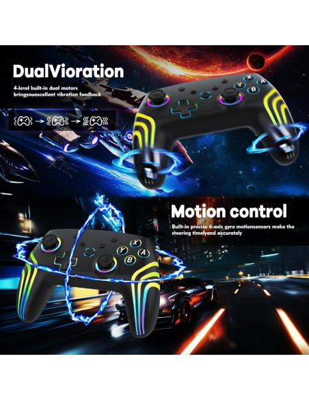 Controlador Pro Inalámbrico MYSTILUCK para Switch y PC RGB