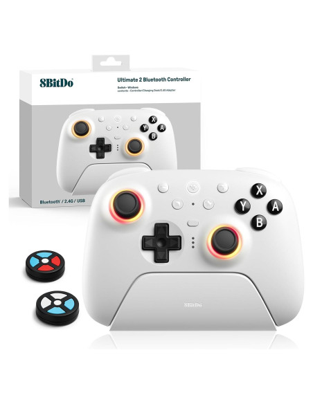 Controlador Bluetooth Ultimate 2 8Bitdo para Switch y PC - Blanco