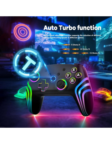 Controlador Pro Inalámbrico MYSTILUCK para Switch y PC RGB