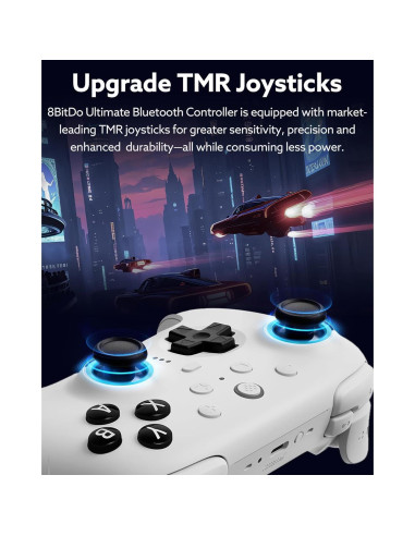 Controlador Bluetooth Ultimate 2 8Bitdo para Switch y PC - Blanco