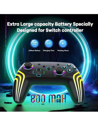 Controlador Pro Inalámbrico MYSTILUCK para Switch y PC RGB