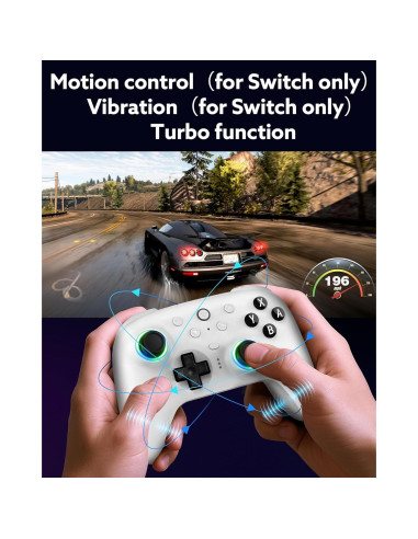 Controlador Bluetooth Ultimate 2 8Bitdo para Switch y PC - Blanco