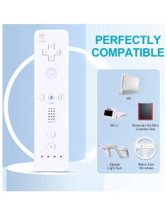 Control Remoto RETROSUN para Nintendo Wii/Wii U con Motion Plus y Nunchuck Integrados - Blanco 2