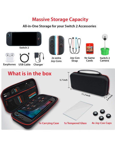 Funda Coolwee para Nintendo Switch 2 con Protector y Accesorios